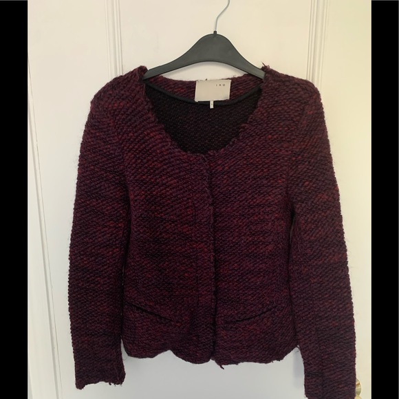 IRO Shena burgundy  (maroon) tweed jacket. Size 1 (XS-S) - Picture 4 of 8